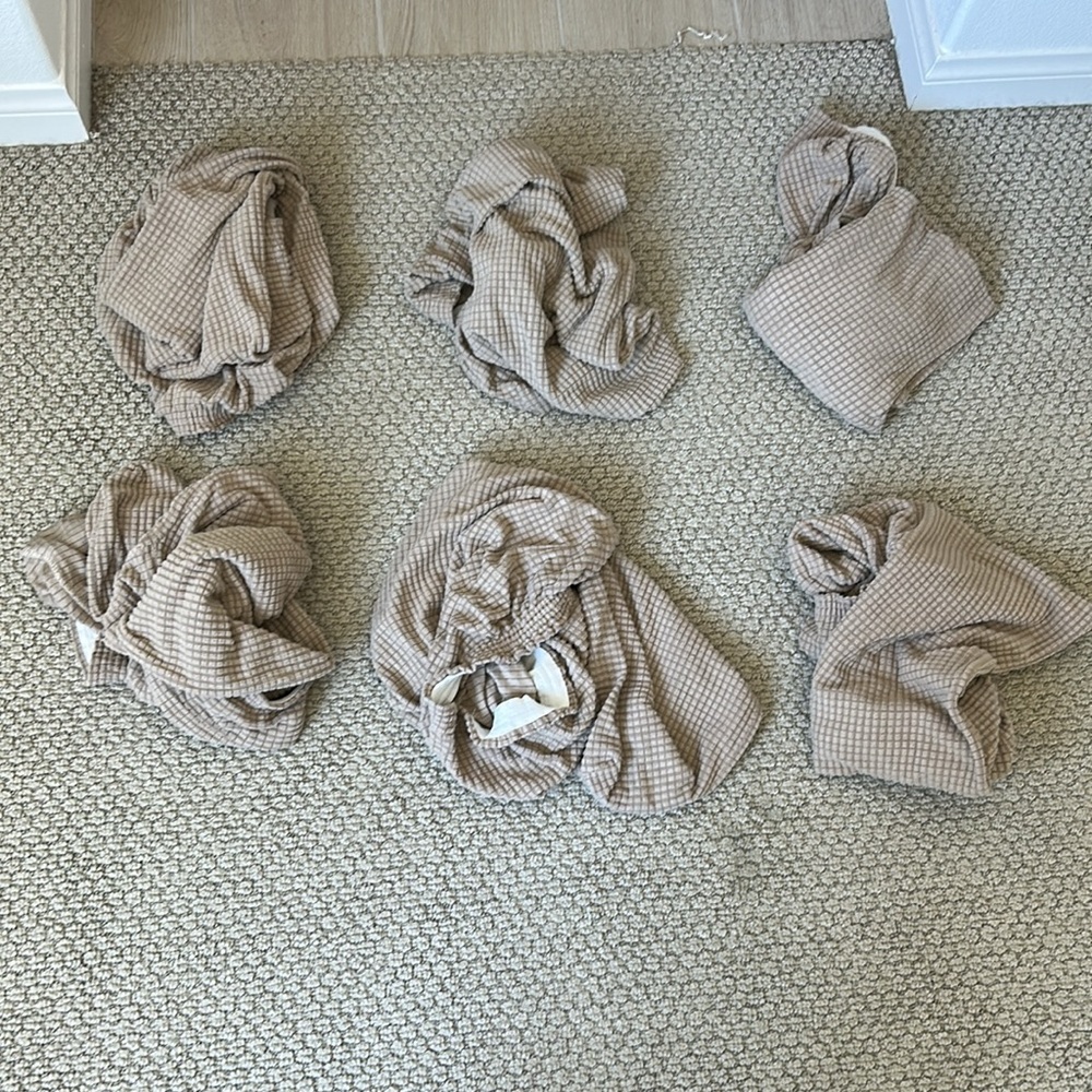 Elegant 6 Piece Beige Dining Chair Cover Set - Picture 5 of 7